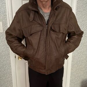 Vintage Men's Brown Leather Bomber Jacket